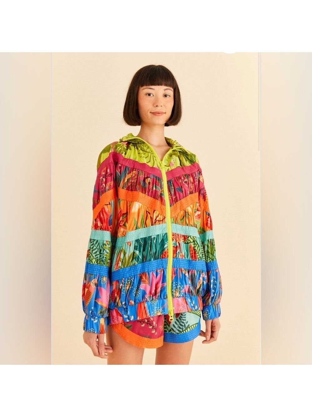 NWT FARM Rio Mixed Prints Windbreaker